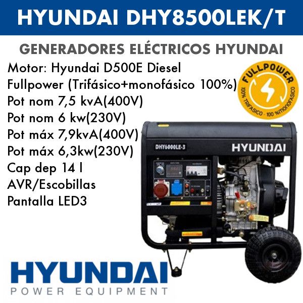 Generador eléctrico diésel Hyundai DHY8500LEK/T