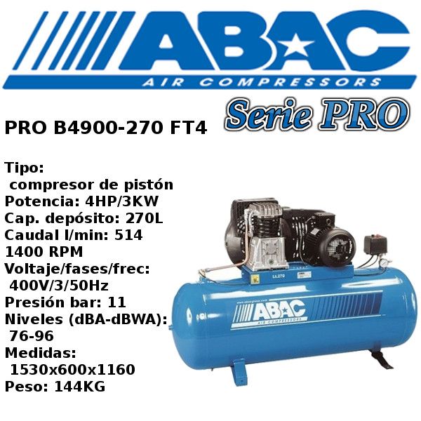 Compresor de aire Abac PRO B4900-270 FT4