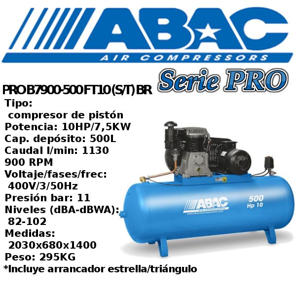 Compresor de aire Abac PRO B7900-500 FT10 (S/T) BR